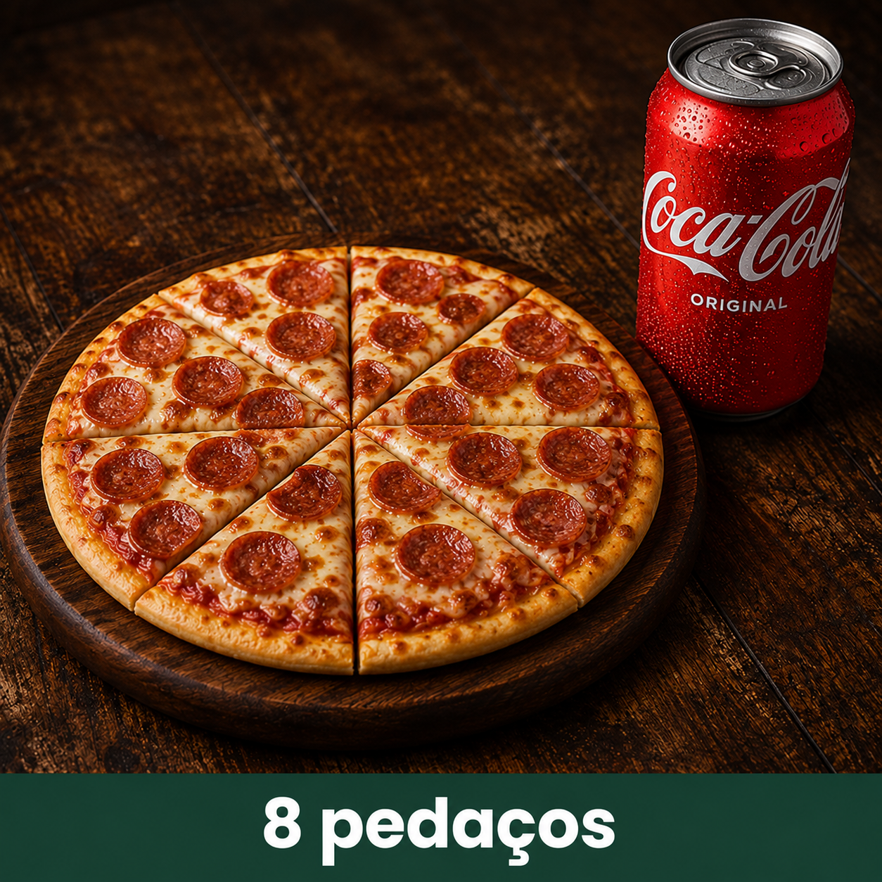 Combo individual com pizza média e Coca-Cola lata
