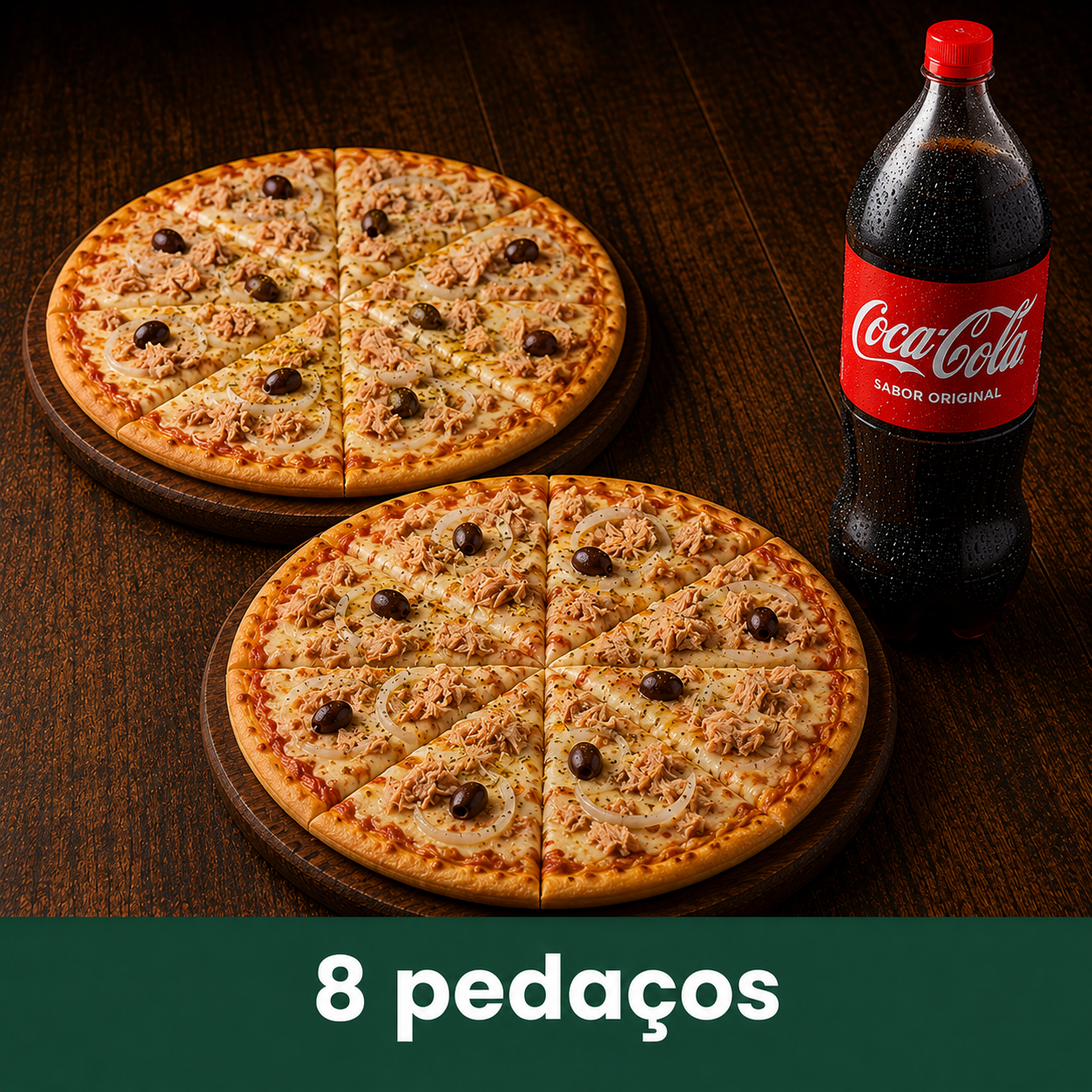 Combo Duo com duas pizzas médias e Coca-Cola 2 litros